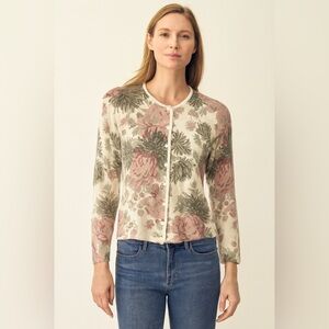 Vtg Women’s Cashmere Angora Wool Floral Cardigan Sweater Size M Coquette Cottage